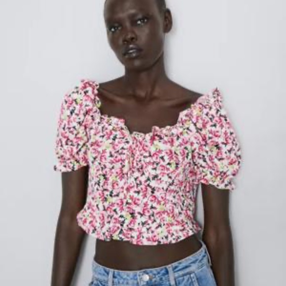 Zara floral print crop top S - Picture 5 of 16